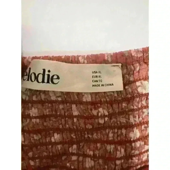 Elodie Square Neck Floral Long Sleeve Side Cutout Crop Top NWT Size XL - Picture 10 of 10